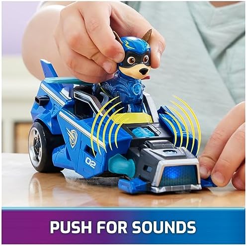 Paw Patrol: The Mighty Movie, Toy Car with Chase Mighty Pups Action Figure, Lights and Sounds, Kids Toys for Boys & Girls 3+