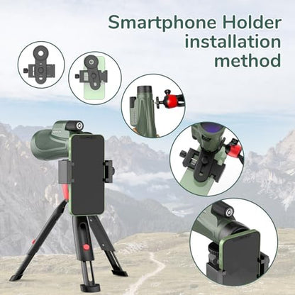 12x56 HD Monocular Telescope High Powered for Adults with Smartphone Adapter, High Powered Monocular Scope with Clear Low Light Vision for Star Watching, Bird Watching, Hiking, Concert