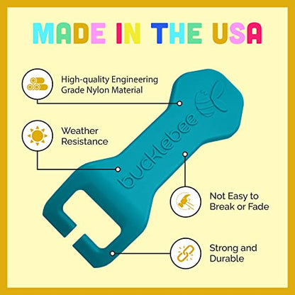 Bucklebee Easy Car Seat Buckle Release Aid for Children Unbuckle Car Seat Release Tool - Button Pusher - Opener for Nails - Buckle Release Tool (2 Packs Teal)