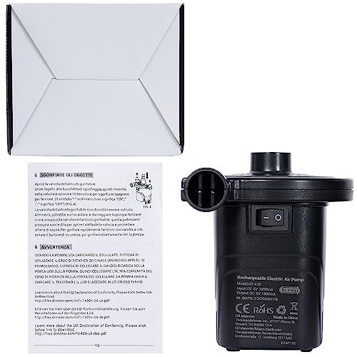 Dr.meter Air Pump for Inflatables, Rechargeable 4000mAh Battery Air Mattress Pump - Portable Quick-Fill Inflator Deflator for Outdoor Camping Inflatable Pool Float Boat Raft Yoga Ball Swim Ring Airbed