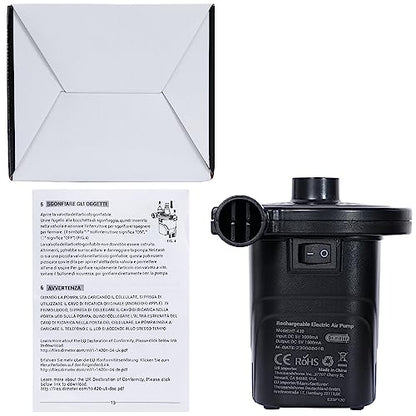 Dr.meter Air Pump for Inflatables, Rechargeable 4000mAh Battery Air Mattress Pump - Portable Quick-Fill Inflator Deflator for Outdoor Camping Inflatable Pool Float Boat Raft Yoga Ball Swim Ring Airbed