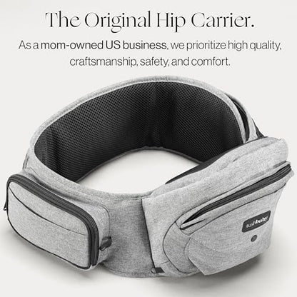 Tushbaby The Original Premium Quality Hip Seat Carrier – Safety-Certified Baby & Toddler Carrier with Secure Safety Buckles, No-Flimsy-Foam Design, Storage Pockets & Nursing Pillow. 0–3 yrs