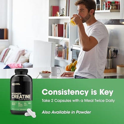 Optimum Nutrition Micronized Creatine Monohydrate Capsules, Keto Friendly, 2500mg, 300 Capsules (Packaging May Vary)