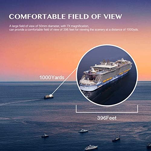 AOMEKIE 7X50 Marine Waterproof Binoculars for Adults with Illuminated Rangefinder Compass BAK4 IPX7 for Boating Military Navigation Hunting Fishing Water Sports