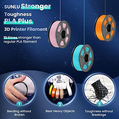 SUNLU 3D Printer Filament PLA Plus 1.75mm, SUNLU Neatly Wound PLA Filament 1.75mm PRO, PLA+ Filament for Most FDM 3D Printer, Dimensional Accuracy +/- 0.02 mm, 1 kg Spool(2.2lbs), Transparent Blue