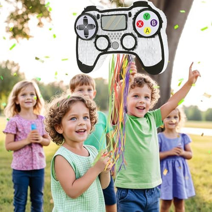 WERNNSAI Video Game Piñata - Game Controller Piñata Bundle with Blindfold and Bat for Boys Piñata Gaming Theme Party Decoration Supplies Pull String Piñata for Birthday Party Celebration