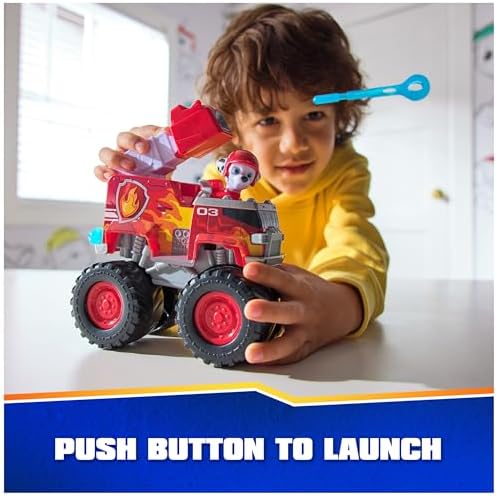 Paw Patrol: Rescue Wheels Marshall’s Firetruck, Toy Truck with Projectile Launcher and Collectible Action Figure, Kids Toys for Boys & Girls Ages 3+