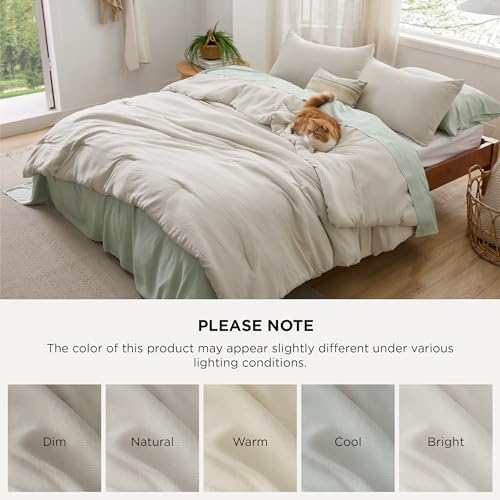 Bedsure King Size Comforter Set, Beige Soft Prewashed Bedding for All Seasons, 3 Pieces GentleSoft™ Warm Down Alternative Bed Set, 1 Lightweight Comforter (104"x90") and 2 Pillowcases (20"x36")