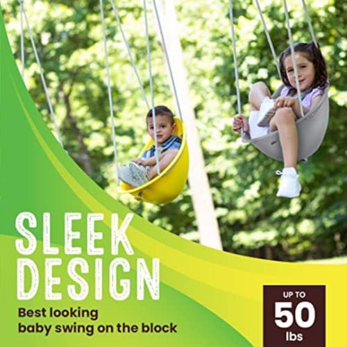 Swurfer Coconut Toddler Swing – Comfy Baby Swing Outdoor, 3- Point Adjustable Safety Harness, Secure, Safe Quick Click Locking System, Blister-Free Rope, Easy Installation, Ages 6-36 Months