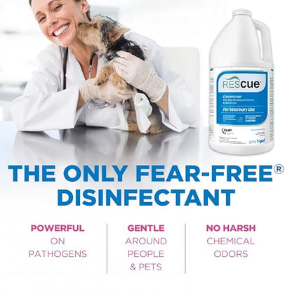 REScue One-Step Disinfectant Cleaner & Deodorizer – For Veterinary Use, Animal Shelters, Pet Foster Homes, Kennels, Litter Box, Pet Grooming Surfaces – Sanitizing Concentrate, 1 Gallon (4 Pack)