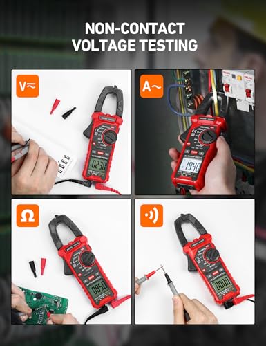 AstroAI Digital Clamp Meter Multimeter 2000 Counts Amp Voltage Tester Auto-ranging with AC/DC Voltage, AC Current, Resistance, Capacitance, Continuity, Live Wire Test, NCV, Black