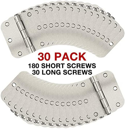 30 Pack Rounded Satin Door Hinges Brushed Nickel 3.5 Inch Interior 3 1/2 Inch 5/8" Radius Corners Iron Bifold Silver Residential Bed Room Hinge for Doors Hardware Controls House Decor Accessories
