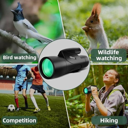 Gosky Monoculars Telescope, 15x55 HD Monocular for Adult with BAK4 Prism & FMC Lens, Lightweight Monocular with Smartphone Adapter Suitable for Bird Watching Hunting (Black)