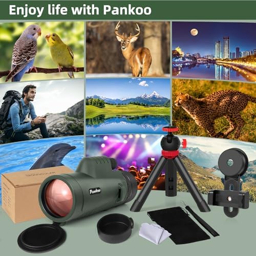 Pankoo 40X60 Monocular Telescope with Smartphone Holder & Upgraded Tripod, 2024 BAK4 Prism FMC Monoculars for Adults, HD Monocular Scope for Bird Watching Hiking Concert Camping Travelling