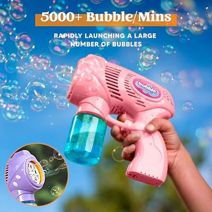 JOYIN 2 Bubble Guns with 2 Bottles Refill Solution, Bubble Machine Gun for Kids, Toddlers, Party Favors, Summer, Outdoors Activity, Wedding, Easter, Birthday Gift