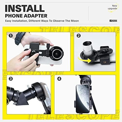 Telescope, 70mm Aperture 400mm AZ Mount Astronomical Refracting Telescopes (20x-200x) for Kids & Adults, Portable Travel with Tripod Phone Adapter, Remote Control, Easy to Use, Black