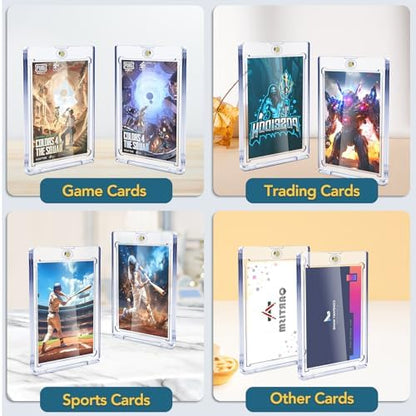 100ct Magnetic Card Holders, 35pt One Touch Card Holder, U-V Protection Hard Plastic Case for Trading Cards, Display Case for Sports, Baseball, Football, Game Cards
