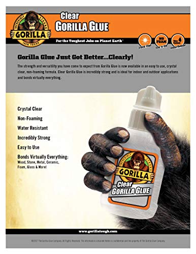 Gorilla Clear Glue, 3.75 Ounce Bottle (Pack of 2) - Crystal Clear, All Purpose, and Water Resistant