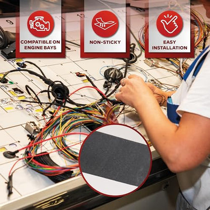 XFasten Wire Harness Tape, 3/4-Inch x 50 Feet (10-Pack), High Temp Wiring Loom Harness, Self-Adhesive Felt Cloth Electrical Tape for Automotive Engines, Noise Dampening, and Cable Protection