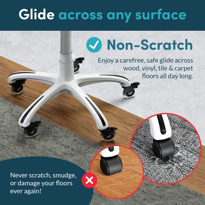 Lifelong Office Chair Wheels Replacement Rubber Chair Casters for Hardwood Floors and Carpet, Set of 5, Heavy Duty Casters for Chairs to Replace Office Chair Mats - Fits 98%