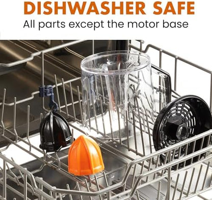 Elite Gourmet ETS740 BPA-Free Electric Citrus Juicer with 2 Cones, Compact, Large Volume, Pulp Control, Oranges, Lemons, Limes, Grapefruits with Easy Pour Spout, 1.2L, Black/Stainless Steel