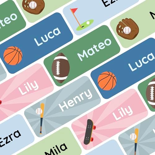 – Personalized Name Labels for Kids (120) – Waterproof & Durable Stickers for Clothing, School & Daycare Items - Sports