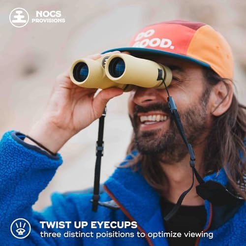 Nocs Provisions Field Issue Compact 10x32 Waterproof Binoculars, Shockproof, Fogproof, 10X Magnification, Bak4 Prism, Multi-Coated Lenses for Adults & Kids, Bird Watching, Hunting & Wildlife Viewing