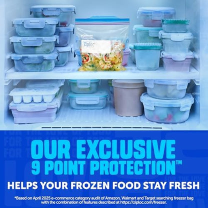 Ziploc Gallon Food Storage Freezer Bags, Stay Open Design, Easy to Fill, 66 count, 2 Pack, 132 Total
