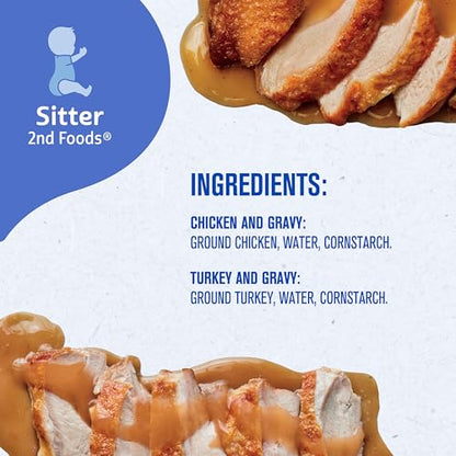 Gerber Stage 2 Baby Food, Chicken & Turkey Variety Pack Jars, Mealtime Poultry Puree, Baby Food Puree,12-Pack