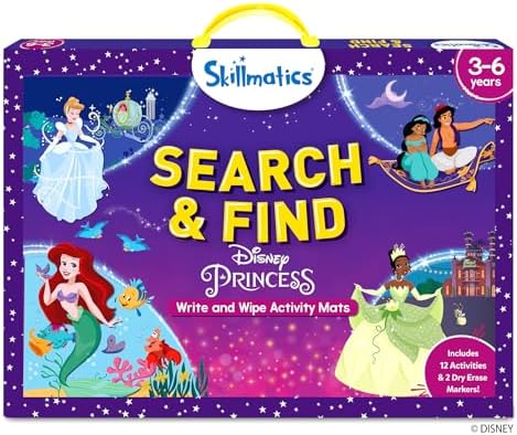 Skillmatics Search and Find Disney Princess Educational Game - Reusable Preschool Learning Activities, Perfect for Toddlers & Kids Who Love Toys, Art & Crafts, Gifts for Boys & Girls Ages 3, 4, 5, 6