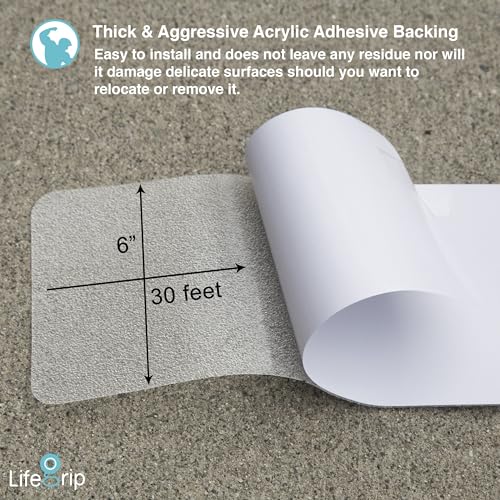 LifeGrip Anti Slip Transparent Anti Slip Tape, 6 inch by 30 feet, Non-Slip Traction Grip Tape to Tubs, Boats, Stairs, Clear, Soft, Comfortable for Bare feet (6" X 30')