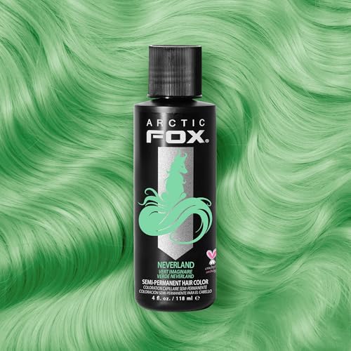 Arctic Fox Semi-Permanent Hair Color Dye, Vegan & Cruelty-Free, Pastel Mint Green, Conditioning, Ammonia-Free, Peroxide-Free, Neverland, 4 Fl Oz (Pack of 2)