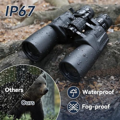 10-30X50 High Powered Zoom Binoculars for Adults - Professional Military HD Binoculars with BAK4 Prism/FMC Lens/Large View/Waterpoof/Low Light Night Vision for Bird Watching, Hunting, Outdoor, Hiking