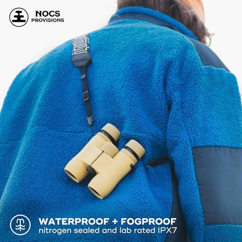 Nocs Provisions Field Issue Compact 10x32 Waterproof Binoculars, Shockproof, Fogproof, 10X Magnification, Bak4 Prism, Multi-Coated Lenses for Adults & Kids, Bird Watching, Hunting & Wildlife Viewing