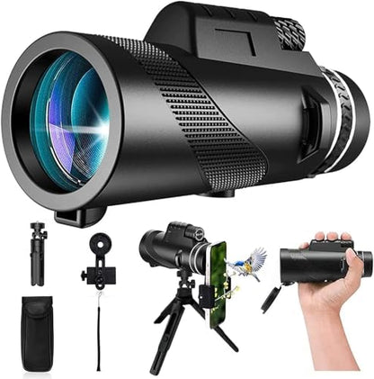 80x100 Monocular-Telescope High Powered for Smartphone Monoculars for Adults High Definition for Stargazing Hunting Wildlife Bird Watching Travel Camping Hiking