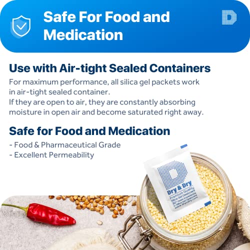 Dry & Dry 5 Gram [500 Packets] Silica Gel Packets Silica Gel Desiccants, Silica Gel Packs - Rechargeable (Food Safe) Silica Gel Packets, Silica Packets