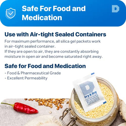 Dry & Dry 5 Gram [500 Packets] Silica Gel Packets Silica Gel Desiccants, Silica Gel Packs - Rechargeable (Food Safe) Silica Gel Packets, Silica Packets