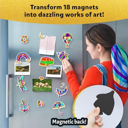 Skillmatics Foil Fun - Pretty Patterns, 18 DIY Magnets Mess-Free Art, Colorful Creative Party Activity, Craft Kits, 60+ Foam Stickers, Gifts for Kids, Teens, Adults, Families
