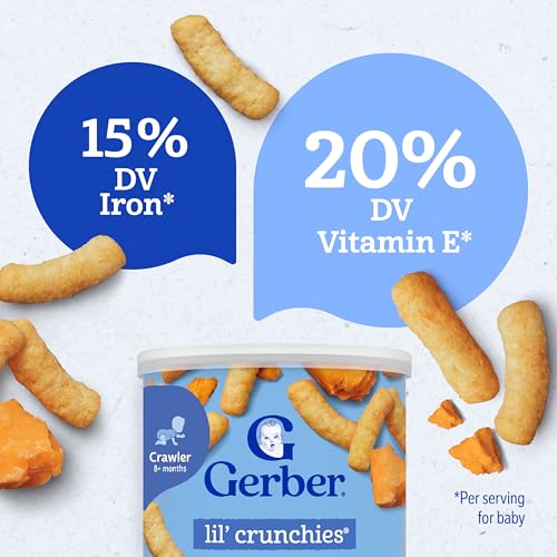 Gerber Snacks for Baby Lil Crunchies, Mild Cheddar, 1.48 Ounce (Pack of 6)