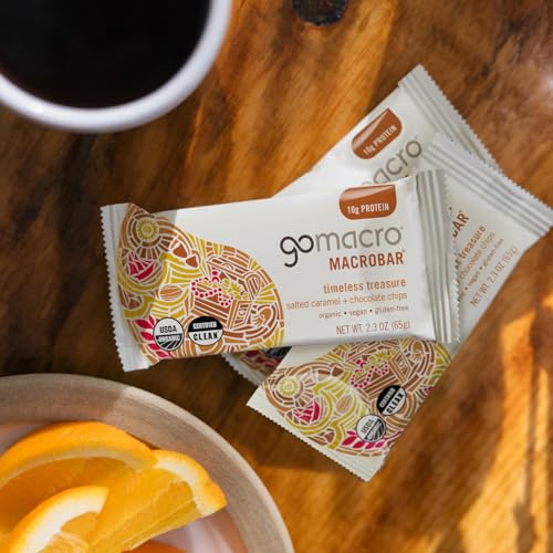 GoMacro MacroBar Organic Vegan Protein Bars - Salted Caramel + Chocolate Chips (2.3 Ounce Bars, 12 Count)