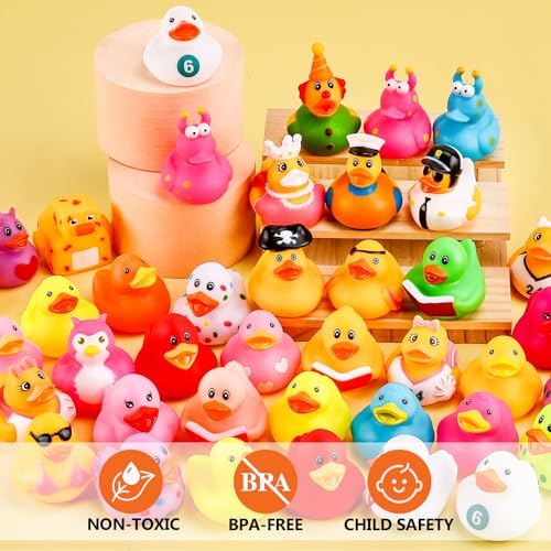 200 Pack Rubber Ducks in Bulk, Jeep Ducks for Ducking, Ducks for Jeeps Assorted, Bath Toys Floater Duck for Kids, Baby Showers Accessories Party Favors