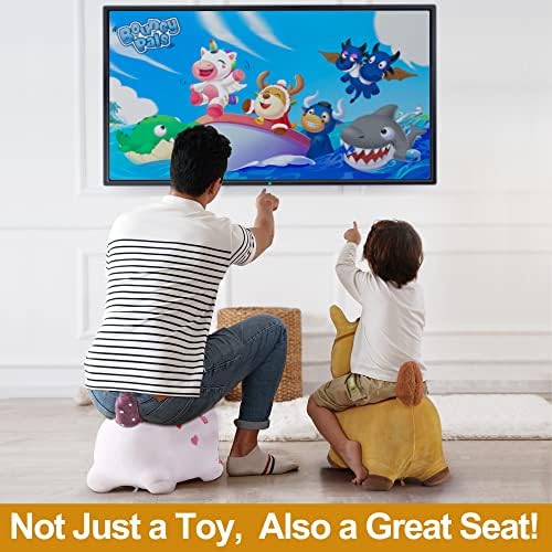 iPlay, iLearn Bouncy Pals Hopping Horse, Toddler Girl Boy Inflatable Bouncing Animal Hopper Toy, Outdoor Indoor Plush Ride on Bouncer, Baby Birthday Gift 18 Month 2 3 4 Year Old Kid - Horse