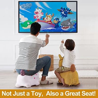 iPlay, iLearn Bouncy Pals Hopping Horse, Toddler Girl Boy Inflatable Bouncing Animal Hopper Toy, Outdoor Indoor Plush Ride on Bouncer, Baby Birthday Gift 18 Month 2 3 4 Year Old Kid - Horse