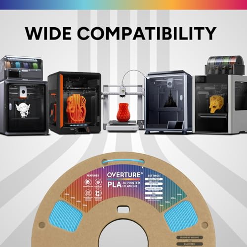 OVERTURE PLA Filament 1.75mm, Neatly Wound 3D Printer Filament 1kg Spool (2.2lbs), Dimensional Accuracy +/- 0.02 mm, Fit Most FDM 3D Printers (Light Blue)