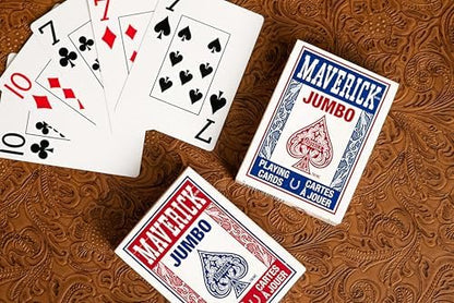 Maverick Playing Cards, Jumbo Index, Red and Blue, 48 Pack