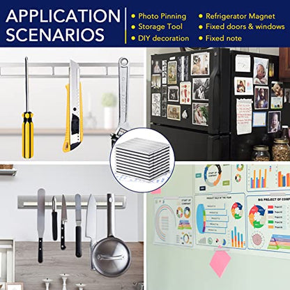 MIKEDE 50 Pack Neodymium Bar Magnets, Super Strong Heavy Duty with Double-Sided Adhesive, Powerful Rare Earth Magnets Bars for Craft, Fridge, Kitchen, Office - 60x10x3mm