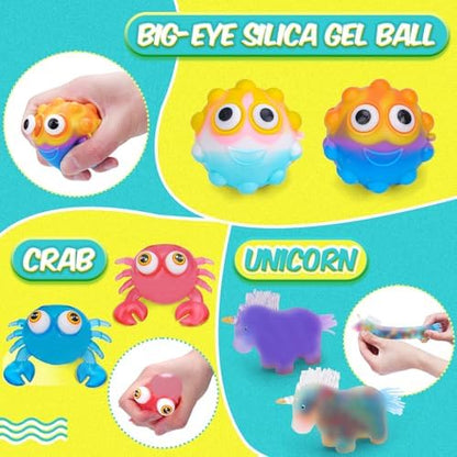 24 Pack Stress Balls, Squishy Balls, Squeeze Balls for Adults, Stress Relief Balls, Prize Box Stuffers, Party Favors
