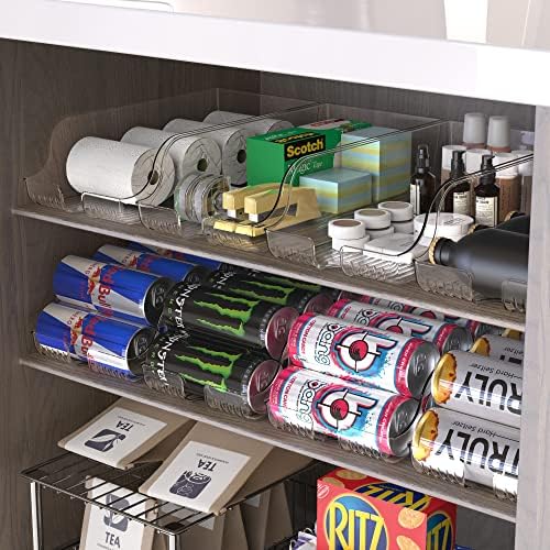 Simple Houseware Tall Skinny Can Organizer and Dispenser for Refrigerator or Pantry, Clear, Set of 2