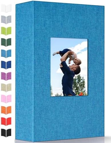 Photo Album 4x6 with 300 Pockets,Slip-in Picture Albums,Linen Cover Memory Book with Front Window,White Page Vertical Photo Book for Wedding,Family,Anniversare,Baby,Vacation