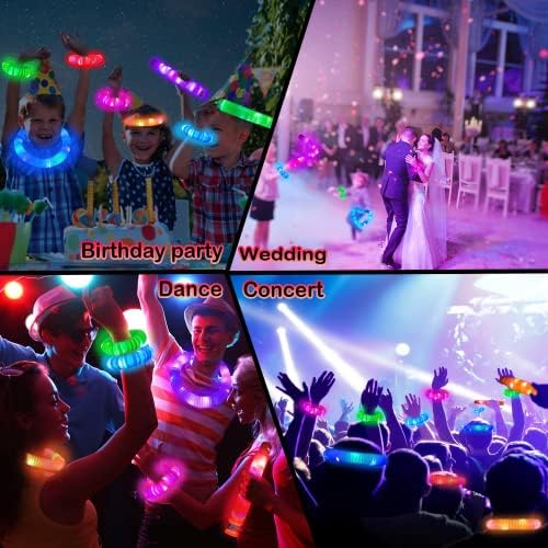 24 PCS Light Up Party Favors Supplies for Kids 4-8-12,Bulk Glow Sticks Bracelet Necklace Accessories for Toddlers,Birthday Return Gifts Treats Non Candy,Halloween Goodie Bag Stuffers for Boys Girls